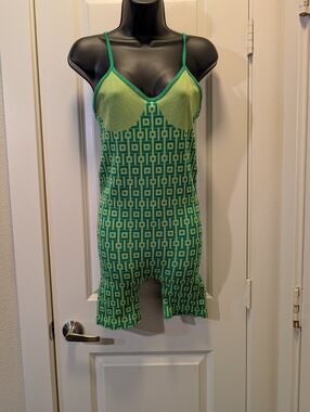 Lime Green & Green Geometric Boutique Stretchy Romper